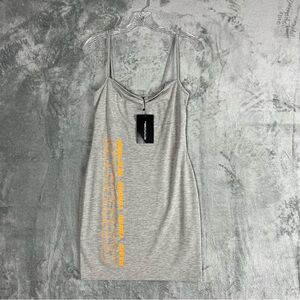 PrettyLittleThing NWT Grey City Strappy Bodycon Dress Size 10 Neutral Jersey